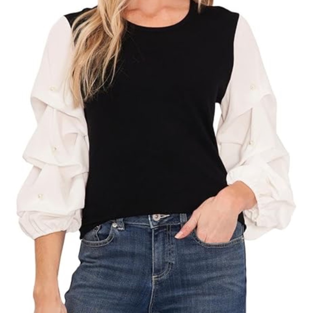 Cece Embellished Puffy Sleeve Vest